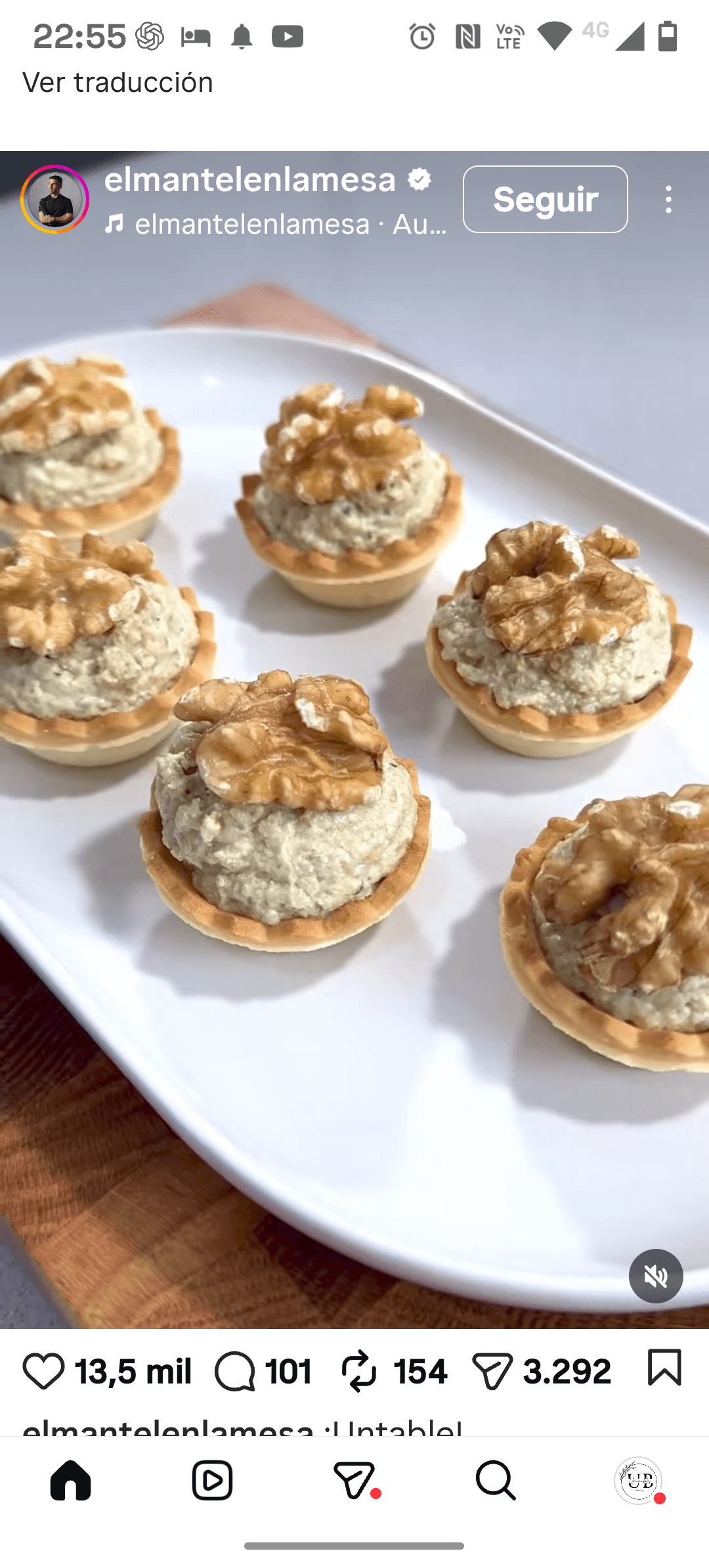 Tarteletas de queso azul y nuez (x24)